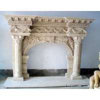 High quality hand carved indoor decoration natural marble fireplace