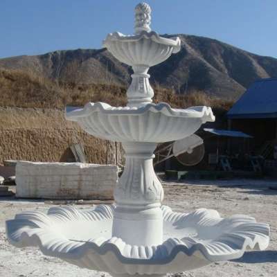 Natural White marble hand carved Tier Fountain